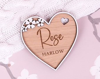 Personalisierte Geburtsanzeige, Geburtsschild aus Holz, Geschenk zur Geburt, Geschenk zur Geburt, „Hallo Welt, mein Name ist“, Namensschild für Babys