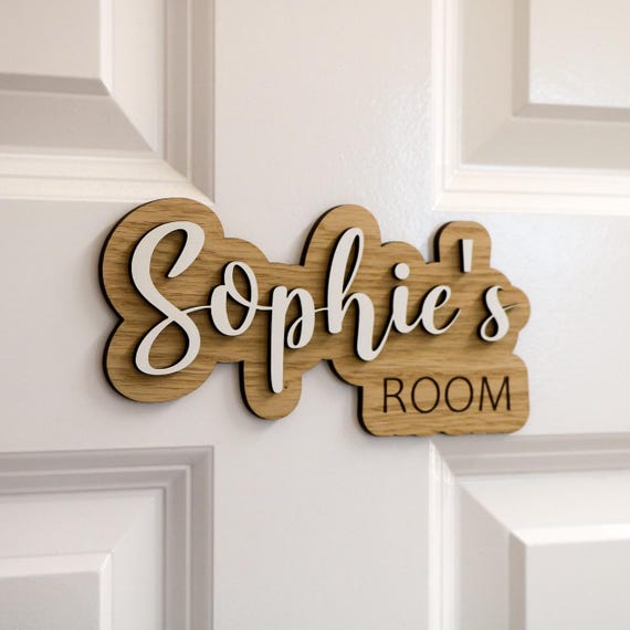 Personalised Wooden Name Sign | Custom Door Plaque | Children's Bedroom Door Sign | Nursery Décor | Baby Room Name Plate | Gift for Kids