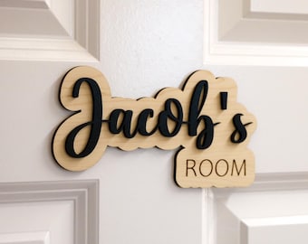 Personalised Wooden Name Sign | Custom Door Plaque | Children's Bedroom Door Sign | Nursery Décor | Baby Room Name Plate | Gift for Kids