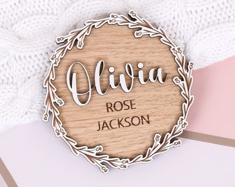 Personalised Baby Arrival Sign, Baby Name Announcement, Engraved Wooden New Baby Plaque, Social Media Prop