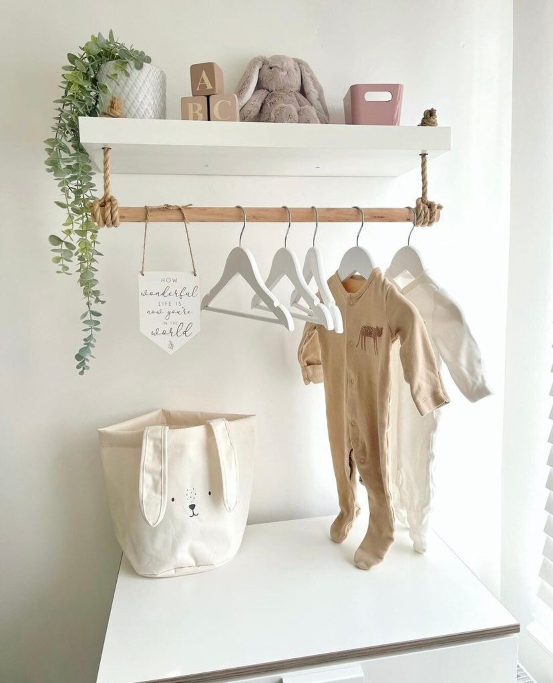 Nursery Shelf With Clothes Rail White Floating Shelf Etsy UK