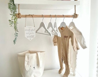 Nursery Shelf with Clothes Rail | White Floating Shelf