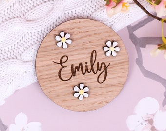 Flower Name Plaque | Baby Announcement Disc | Birth Announcement