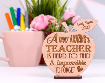 Teacher Apple Wooden Sign | End of term gift | Thank you teacher gift | School Nursery Teacher Wooden Apple | Engraved Apple | TA Gift