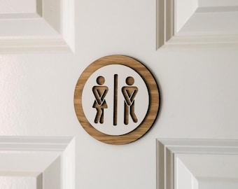 Bathroom Door Sign Plaque, Holiday Let Door Signs, Toilet Bath, New Home Gift, Hotel Room Signs, Cross legged Novelty Toilet Sign