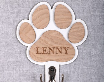 Personalised Dog Lead Holder/Hook, Dog lovers gift, Dog Paw Print Hook