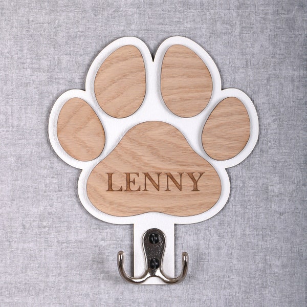 Personalised Dog Lead Holder/Hook, Dog lovers gift, Dog Paw Print Hook