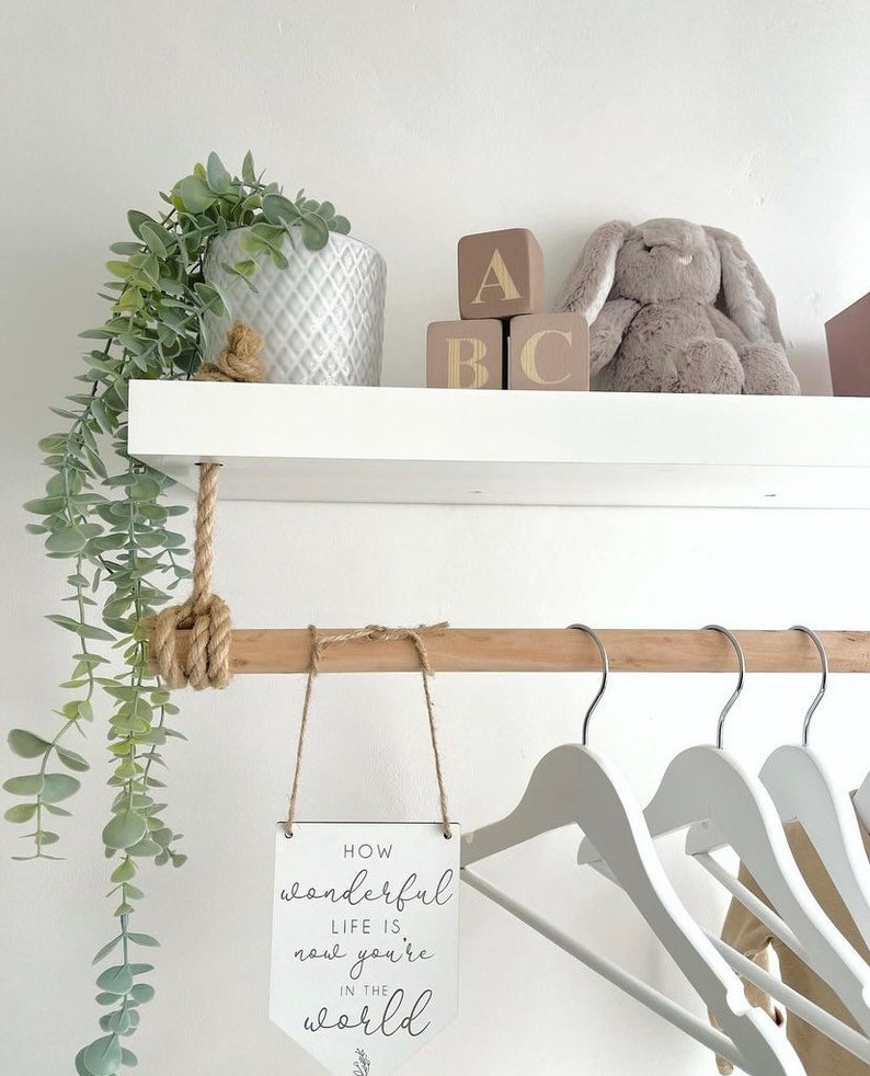 Darcy Nursery Shelf With Clothes Rail White Floating Shelf Etsy UK