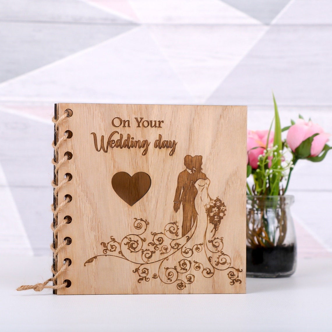 Wooden Wedding Card / Anniversary / Engagement Card | Keepsake | Couple ...