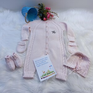 Knit Newborn Set 100% Cotton, Organic Baby Clothes, Natural Baby Clothes, New Born Set,Triko Bebek Takımı image 6
