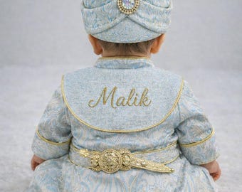 Gepersonaliseerde Mevlüt-outfit, Eid-kleding voor baby's, Prinsenkostuum, Mevlüt-babyjongen met gewenste naam, Besnijdenis