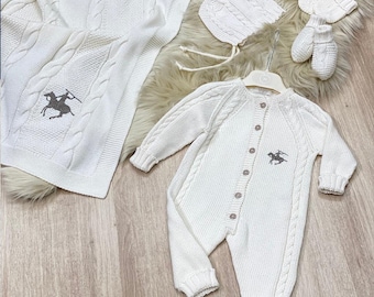 Organic Baby Clothes, Knitted Newborn Set 100% Cotton, Natural Baby Clothes, Pure Cotton, New Born Set, Valuable Gift,