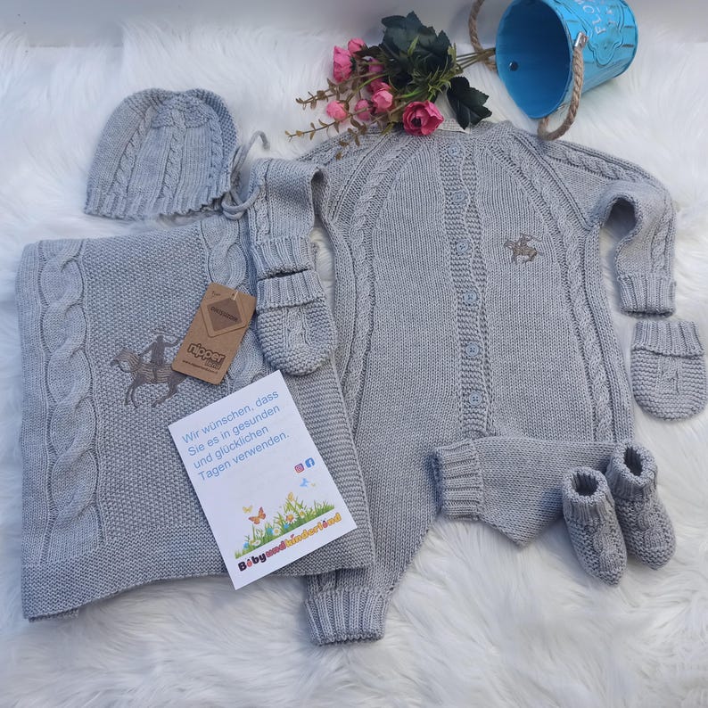 Knit Newborn Set 100% Cotton, Organic Baby Clothes, Natural Baby Clothes, New Born Set,Triko Bebek Takımı image 8