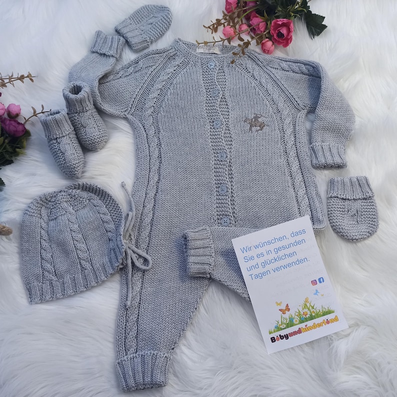 Knit Newborn Set 100% Cotton, Organic Baby Clothes, Natural Baby Clothes, New Born Set,Triko Bebek Takımı image 5