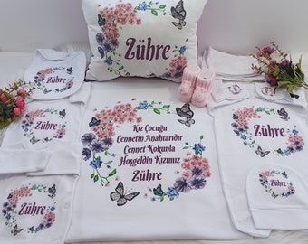 Newborn set with desired name, Personalized baby gift, Newborn set with personalized name, Personalized baby body set