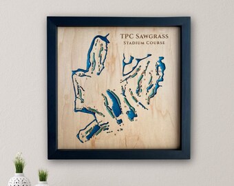 Custom Resin TPC Sawgrass Stadium Course Map / Custom golf course map / Sawgrass TPC course/Gift for golf lovers Golf Wall Art