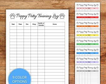 Puppy Potty Training Log, Puppy Potty Training Tracker, Printable Puppy Potty Training Tracker, New Puppy Potty Training Log