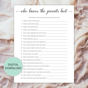 Who Knows the Parents-to-Be Best Baby Shower Game Printable