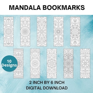 Set van 10 mandala-bladwijzers, kleurbladwijzers, digitale bladwijzers om te downloaden