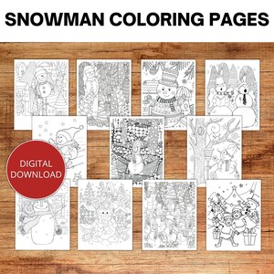 Páginas para colorear de muñecos de nieve, páginas para colorear de Navidad, páginas para colorear imprimibles,