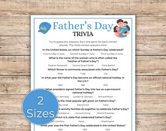 Father's Day Trivia Game, Father's Day Game, Father's Day Group Game, Family Reunion Game, Father's Day Barbeque Game, Father's Day Quiz