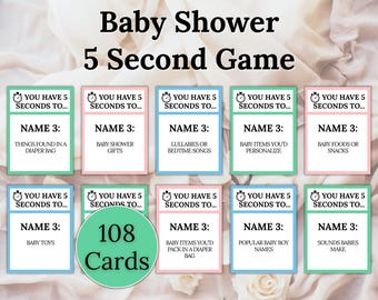 Baby Shower 5 Second Game, Baby Shower Game, Baby Shower Trivia Game, Baby Shower Group Game, Baby Shower Think Quick