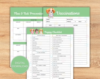 Printable Puppy Checklist, Puppy Vaccination Tracker, Puppy Flea and Tick Tracker, New Puppy Tracker, New Puppy Checklist Printable