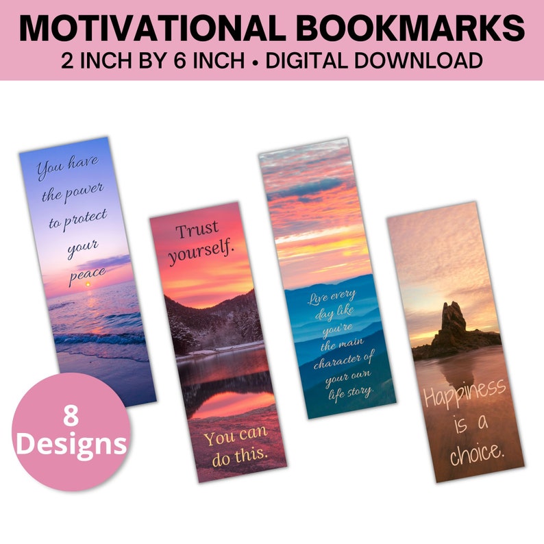 Printable Motivational Bookmarks Set of 8 Bookmarks With Motivational Printable Motivational Bookmarks Set of 8 Bookmarks With Motivational