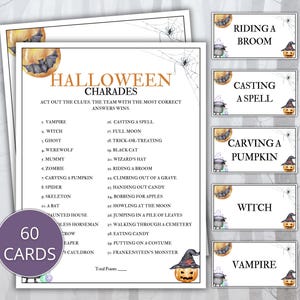 Charadas de Halloween, Jogo de festa de Halloween, Jogo de grupo de Halloween, Download instantâneo