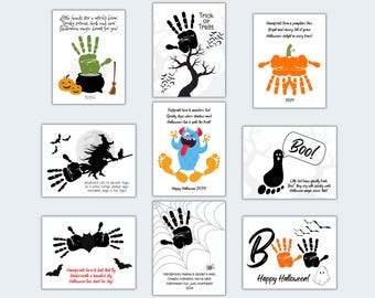 Halloween Handprint Art, Halloween Handprint Craft Bundle, Handprint Crafts for Kids, Printable PDF