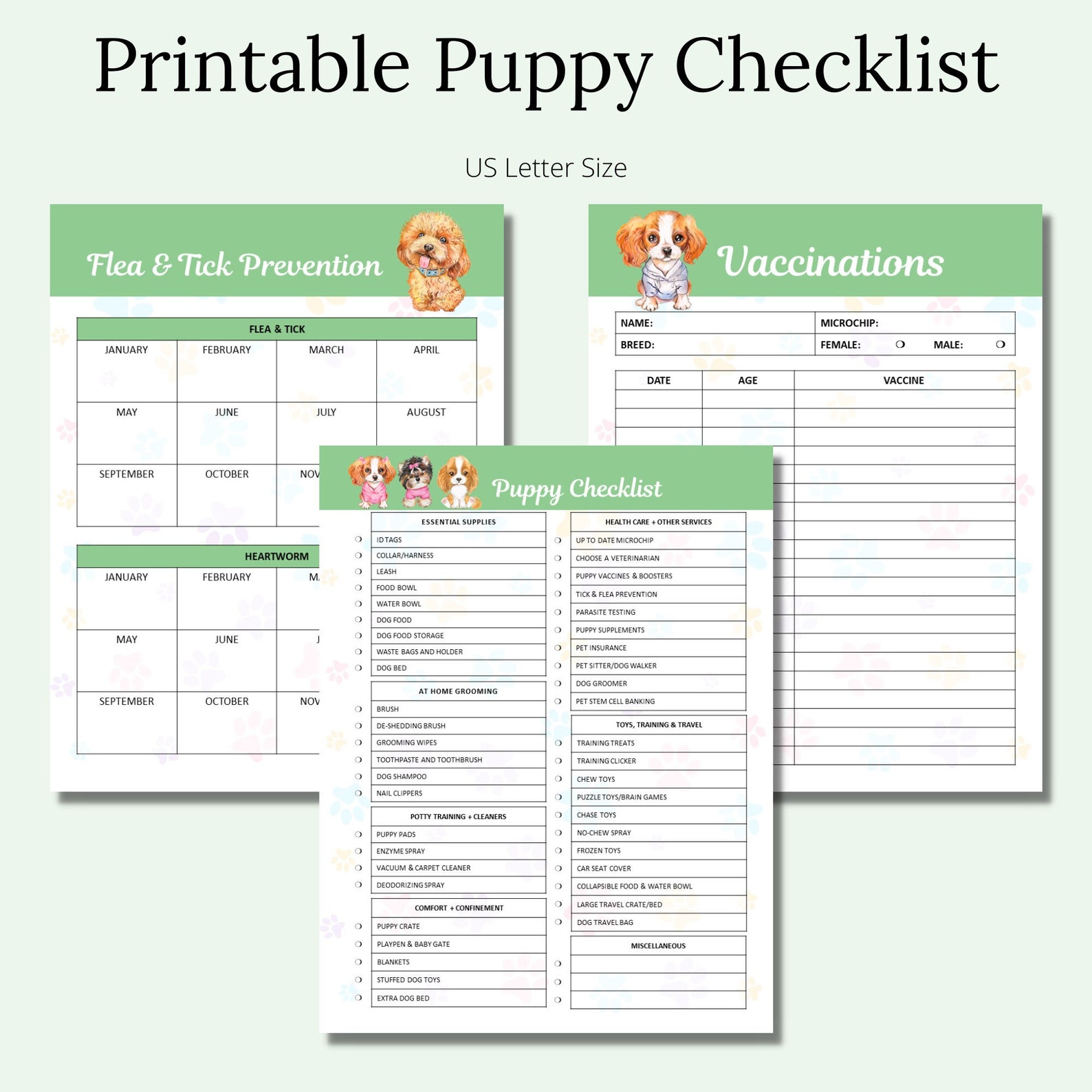 Printable Puppy Checklist Puppy Vaccination Tracker Puppy Etsy