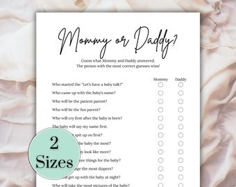 Mommy or Daddy Baby Shower Game, Who Said That Mommy or Daddy Baby Shower Game, Co-ed Baby Shower Ideas, Baby Shower Icebreaker, v2