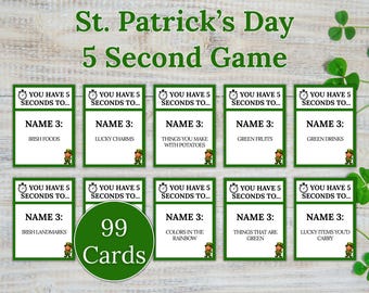 St. Patrick's Day 5 Second Game, St. Patty's Day Game, Holiday 5 Second Game, St. Patrick's Day Trivia Game, S. Patrick's Day Group Game