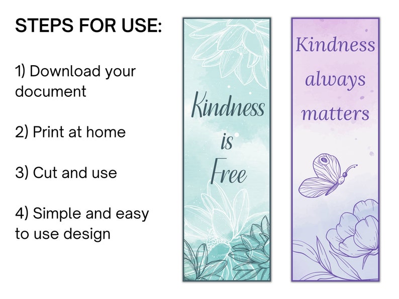 Set of 8 Kindness Bookmarks Printable Kindness Bookmarks - Etsy