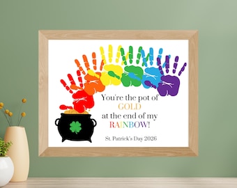 St. Patrick's Day Handprint Craft, St Patricks Day Handprint Art, Handprint Crafts for Kids, Spring Handprint Craft, Toddler St Patricks, v2