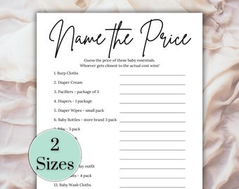 Name the Price Baby Shower Game Printable, Baby Pricing Game, Baby Items Pricing Game, Guess the Price Baby Shower Game, Baby Sprinkle Game