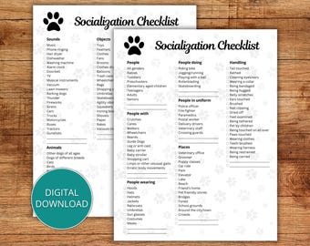 Checklist socialisatie puppy, checklist socialisatie hond, afdrukbare gids socialisatie puppy, nieuwe checklist socialisatie puppy