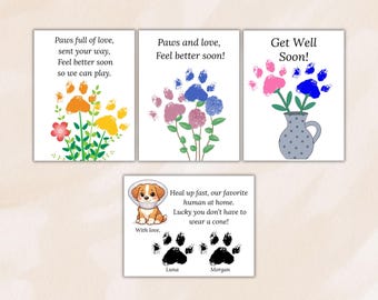 Get Well Soon Pawprint Craft, Get Well Soon Pawprint Art Bundle, Dog Mom Gift, Paw Print Gift, Paw Print Get Well Soon Printable