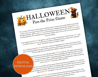 Halloween Pass the Prize Game, Halloween Party Game, Halloween Left Right Game, Halloween Game Night, Halloween Left Right Story, Group Game