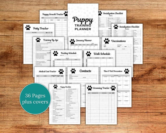 Puppy Training Planner, Dog Care Planner, Puppy Care Planner, New Puppy Planner, New Puppy Checklist Printable, Printable Dog Training Log