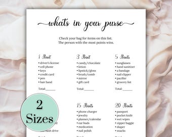 Baby Shower What's In Your Purse Game, Baby Shower Party Game, Baby Shower Game, Baby Shower What's In Your Bag, Ice Breaker Game