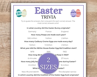 Easter Trivia Game, Easter Party Game, Easter Printable Game, Easter Activity, Easter Games Printable, Spring Trivia, Family Easter Games