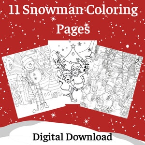Snowman Coloring Pages Christmas Coloring Pages Printable - Etsy