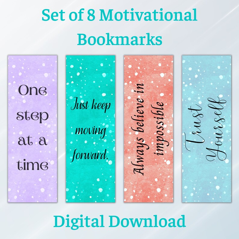 Printable Bookmarks With Motivational Sayings Set of 8 - Etsy