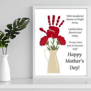 Mother&#39;s Day Handprint Craft, Mother&#39;s Day Handprint Art, Handprint Crafts for Kids, Mother&#39;s Day Flower Handprint Craft, Mother&#39;s Day Gift