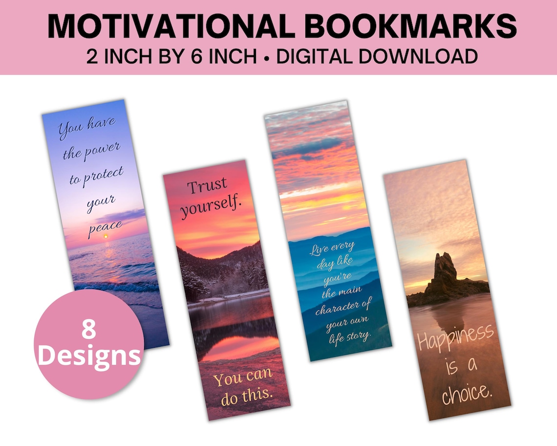 Motivational Bookmarks, Set of 8 Bookmarks With Motivational Sayings ...