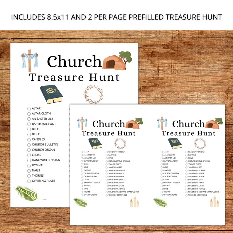 Church Scavenger Hunt for Kids, Church Treasure Hunt, Sunday School ...