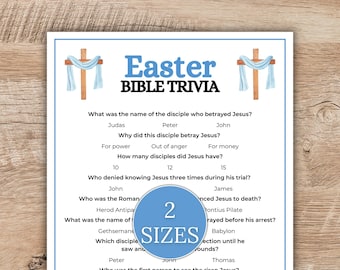 Easter Bible Trivia Game, Easter Party Game, Easter Bible Printable Game, Printable Easter Trivia Game, Easter Quiz Game