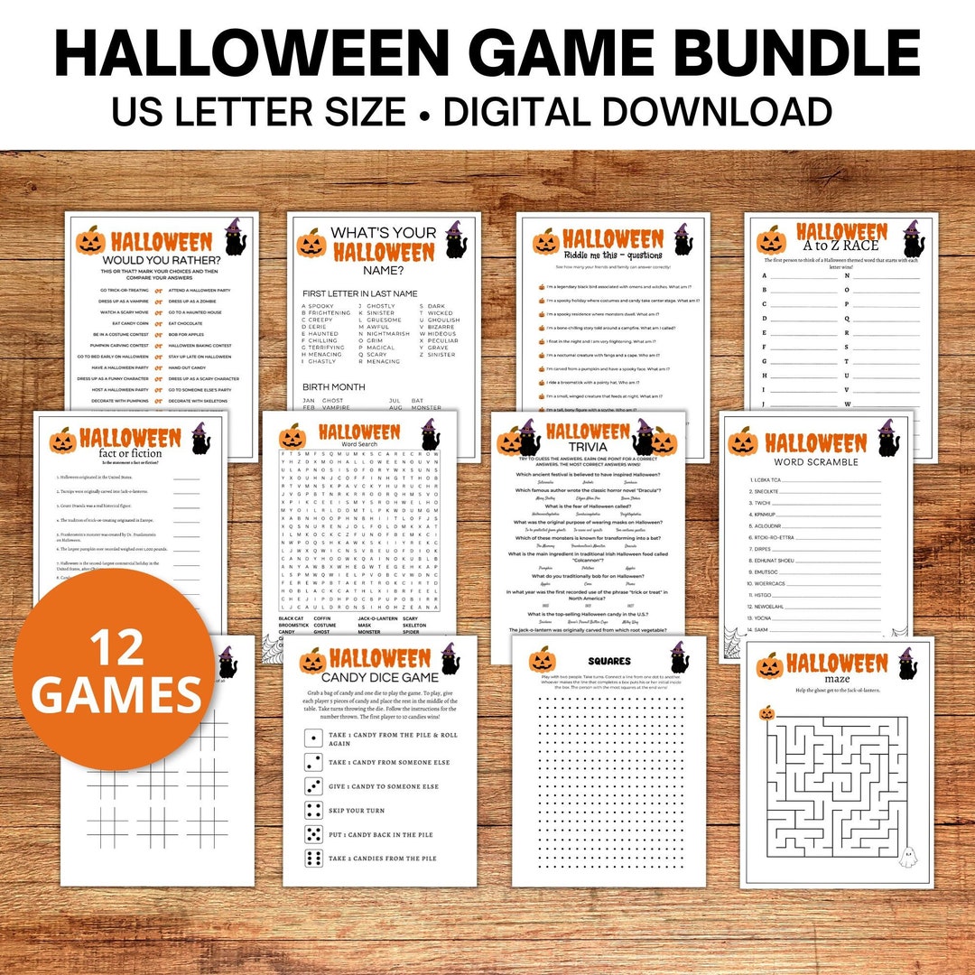 Halloween Game Bundle, Halloween Party Game, Halloween Group Game ...