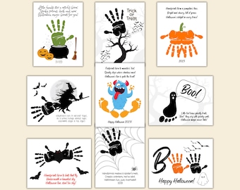 Halloween Handabdruck Kunst, Halloween Handabdruck Handwerk Bündel, Handabdruck Kunsthandwerk für Kinder, Halloween Handwerk, Kürbis Handabdruck Kunst